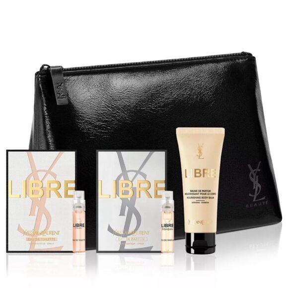 YSL Libre Fragrance Set 5 piece set with Black Pouch Clutch Bag NWT - Picture 5 of 5